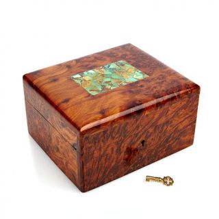 Jay King Thuya Burl Wood Turquoise Inlay Jewelry Box   7461028