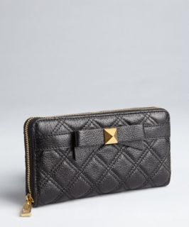 Marc Jacobs Black Quilted Pebbled Leather Bow 'the Deluxe' Continental Wallet (321461801)