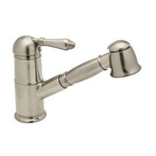 Rohl Country Single Handle Pull Out Sprayer Kitchen Faucet in Satin Nickel A3410LMSTN 2