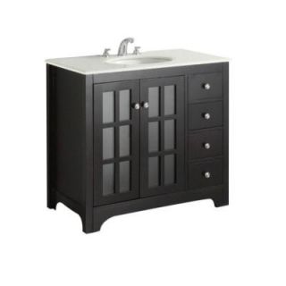 Simpli Home Orleans 36 in. Vanity in Black with Quartz Marble Vanity Top in White NL ORLEANS WH 36 2A