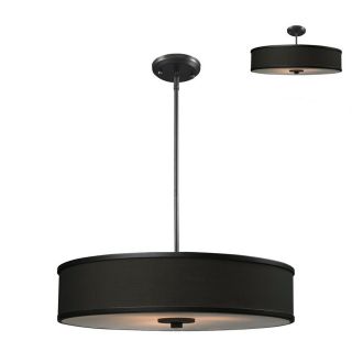 Z Lite Cameo 23.63 in W Factory Bronze Pendant Light with Fabric Shade
