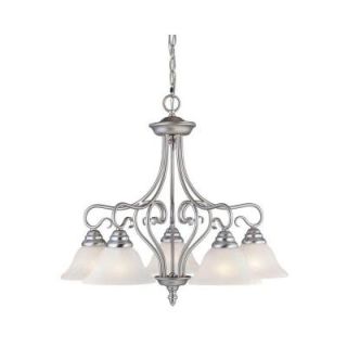 Filament Design 5 Light Brushed Nickel Chandelier with White Alabaster Glass CLI MEN6135 91