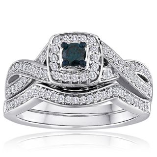 Miadora Sterling Silver 1/3ct TDW Diamond Floral Bridal Ring Set (H I
