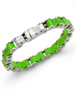 IceLink Stainless Steel Bracelet, Large Green Bicycle Bracelet