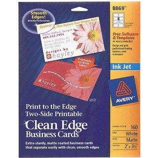 Avery Two Side Printable Clean Edge Business Card for Inkjet 8869, 2 Sided, White, 160 Count