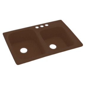 Swanstone 33 in x 22 in Acorn Double Basin Composite Drop In 3 Hole Residential Kitchen Sink
