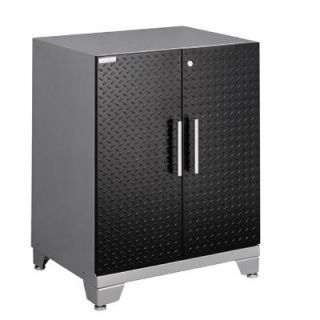 NewAge Products Performance Plus Diamond Plate 35 in. H x 28 in. W x 22 in. D Steel Garage Base Cabinet in Black 51601