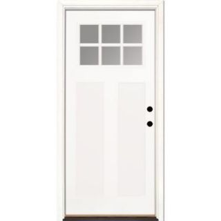 Feather River Doors 36 in. x 80 in. 6 Lite Clear Craftsman Unfinished Smooth Fiberglass Prehung Front Door GK3190