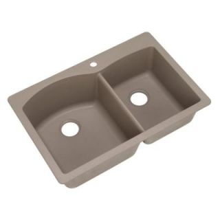 Blanco Diamond Dual Mount Composite 33 in. 1 Hole Double Bowl Kitchen Sink in Truffle 441283
