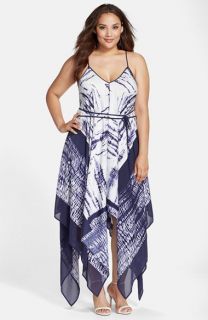 Adrianna Papell Handkerchief Hem Maxi Dress (Plus Size)