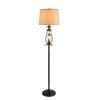 Fangio Lighting 60 in. Black Metal and Glass Floor Lamp with Night Light 1414