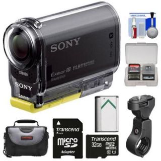 Sony Action Cam HDR AS20 Wi Fi 1080p HD Video Camera Camcorder with 32GB Card + Handlebar Bike Mount + Battery + Case + Kit