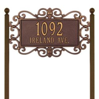 Whitehall Products Mears Fretwork Rectangular Antique Copper Estate Lawn Two Line Address Plaque 5527AC
