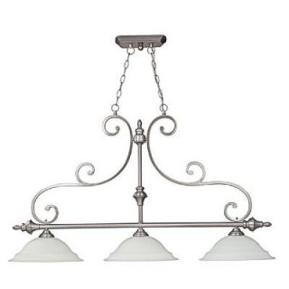 Filament Design 3 Light Matte Nickel Island Lighting Fixture with Faux White Alabaster Glass CLI CPT203395471