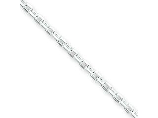Genuine .925 Sterling Silver 2mm Beveled Oval Cable Chain 7 Inch Length 2.1 Grams.