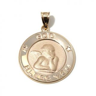 Michael Anthony Jewelry® 10K Gold "God Bless You" Cherub Medallion Pendant   7950797