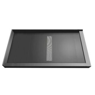 Redi Trench 34 in. x 60 in. Double Threshold Shower Base with Center Drain and Brushed Nickel Trench Grate RT3460CDR PVC BN