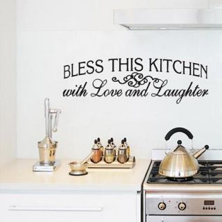Bless This Kitchen Wall Decal (50 inch x 16 inch) RED