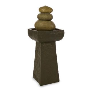 31" Stacked River Rock Bodhi Indoor/Outdoor Garden Pedestal Water Fountain
