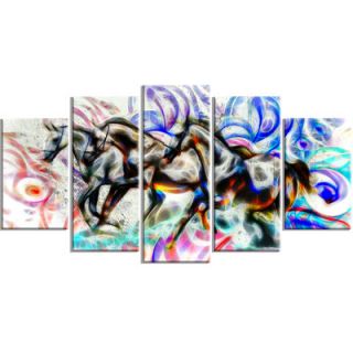 Graffiti Horses 5 Piece Graphic Art on Gallery Wrapped Canvas Set by