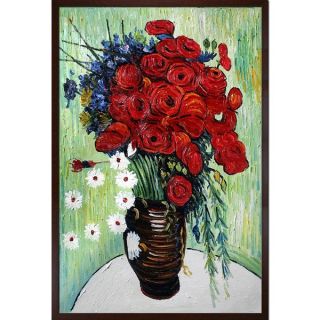 Van Gogh Vase with Daisies and Poppies Hand painted Framed Canvas