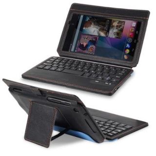 GreatShield LEAN Ultra Thin Bluetooth Keyboard Leather Case with Sleep/Wake Function for Google Nexus 7 II FHD (Blue)