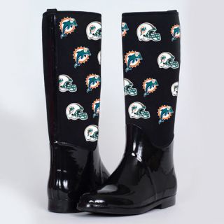 Cuce Shoes Miami Dolphins Historic logo Womens Black Enthusiast II Rain Boots