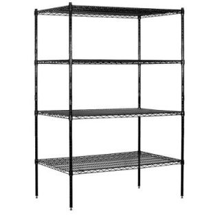 Salsbury Industries 9600S Series 48 in. W x 74 in. H x 24 in. D Industrial Grade Welded Wire Stationary Wire Shelving in Black 9644S BLK