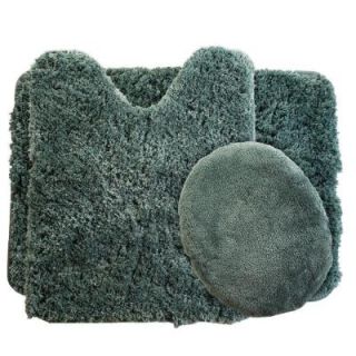 Lavish Home Green 19.5 in. x 24 in. Super Plush Non Slip 3 Piece Bath Rug Set 67 14 G