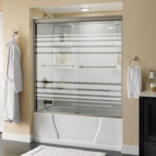 Delta Crestfield 59 3/8 in. x 58 1/8 in. Semi Framed Bypass Sliding Tub Door in Brushed Nickel with Transition Glass 159010