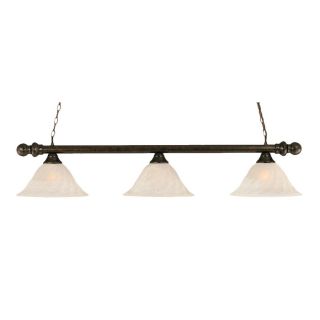 Brooster 14 in W 3 Light Bronze Kitchen Island Light with Frosted Shade