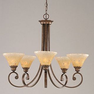 Toltec Lighting Curl 5 Light Up Chandelier with Crystal Glass Shade