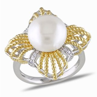 by Miadora 18k Goldplated Silver Freshwater Pearl and Cubic Zirconia