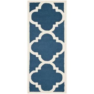 Safavieh Handmade Moroccan Cambridge Navy/ Ivory Wool Rug (2'6 x 8')