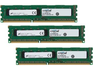 Crucial 12GB (3 x 4GB) 240 Pin DDR3 SDRAM ECC Unbuffered DDR3 1600 (PC3 12800) Server Memory Model CT3KIT51272BD160B
