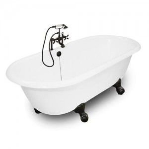 American Bath Factory T150F OB 67" Winston Bathtub   White w/ Old World Bronze Finish