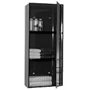 Whitehaus WHAEVE02 Aeri vertical glass wall mount storage unit with three shelves and mirror door   Transparent Glass