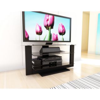 Sonax Atlantic 40 inch Midnight Black TV Stand with Glass Shelves