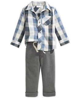 First Impressions Baby Boys 2 Piece Long Sleeve Shirt & Pants Set