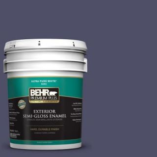 BEHR Premium Plus 5 gal. #640F 7 Academy Purple Semi Gloss Enamel Exterior Paint 534005