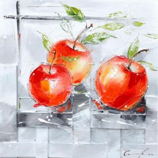 Yosemite Home Decor 24 in. x 24 in. "Fresh Apples I" Hand Painted Contemporary Artwork FCK8476 1
