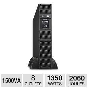 CyberPower Systems Smart App Sinewave 1500VA UPS   2U Rackmount Tower, 8 Outlets, 2060 Joules, 1350 Watts, 10 ft. Cord Length, Full AVR Boost, Multi function LCD Display   PR1500LCDRT2U