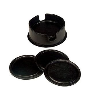 Royce Leather Coasters Holder Black