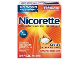 Nicorette Nicotine Polacrilex Gum, Cinnamon Surge, 2mg, 100 Count Box