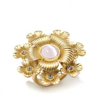 Roberto by RFM Pink Simulated Cat's Eye Goldtone Floral Ring   8014873