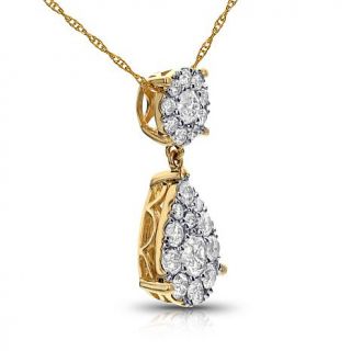 Diamond Couture 14K Gold 1ct Diamond Round and Pear Pendant with 18" Chain   8003817
