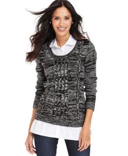 NY Collection Marled Layered Look Sweater   Sweaters   Women