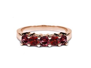 1.06 Ct Round Red Rhodolite Garnet Garnet 14K Rose Gold Wedding Band Ring