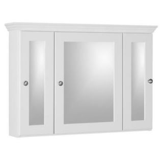 Simplicity by Strasser Shaker 36 in. W x 6.5 in. D x 27 in. H Tri View Medicine Cabinet in Satin White 01.855.2