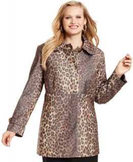Jones New York Plus Size Coat, Leopard Print Raincoat